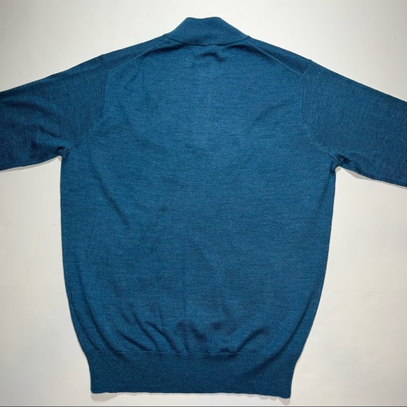 PETER MILLAR Merino Wool Silk blend Quarter Zip Long Sleeve Pullover Medium Teal - Picture 5 of 8